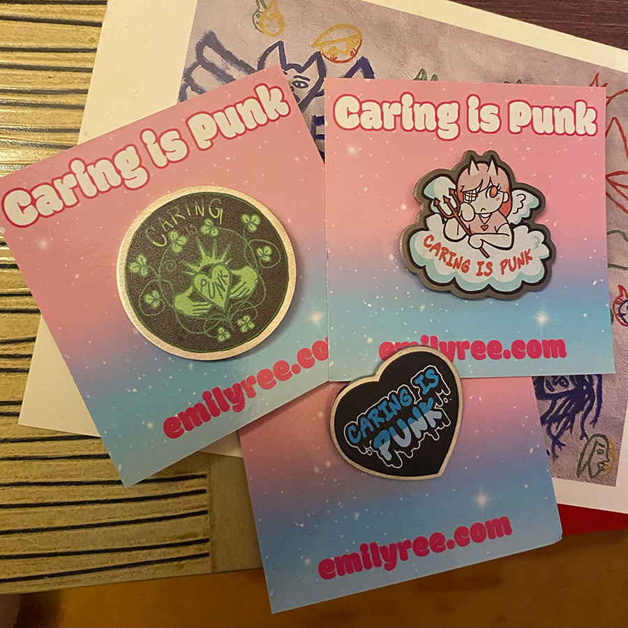 Caring is Punk Claddagh Ring Eco-Friendly Enamel Pin